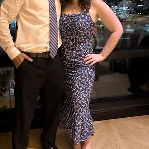 Floral Blue Midi Dress